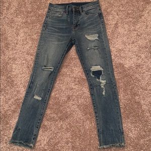 Distressed ripped jeans